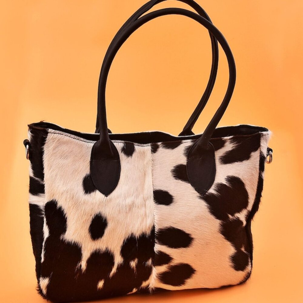 New Cowhide Leather Tote Bag | Western Shoulder Bag Natural Hair on Purse